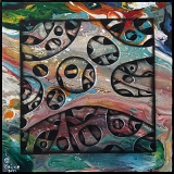 Alles greift ineinander, Acryl und Mischtechnik auf Leinwand;
30 x 30 cm;